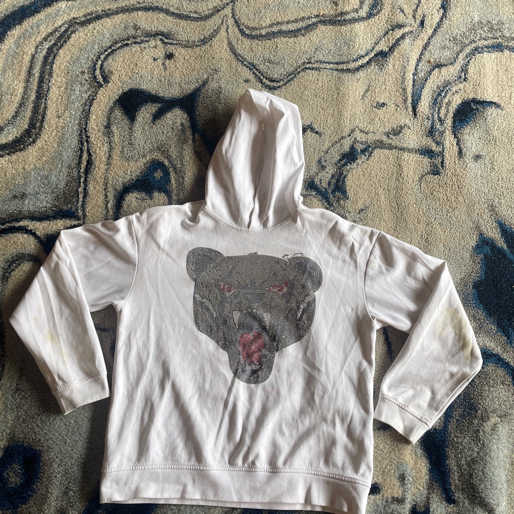 Kids White Bear Hoodie